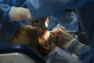 Patient getting dental implant surgery